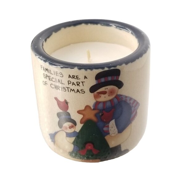Votives Snowman Family Friends Candle Crocks AND Candles Merry Christmas Set - Picture 8 of 11
